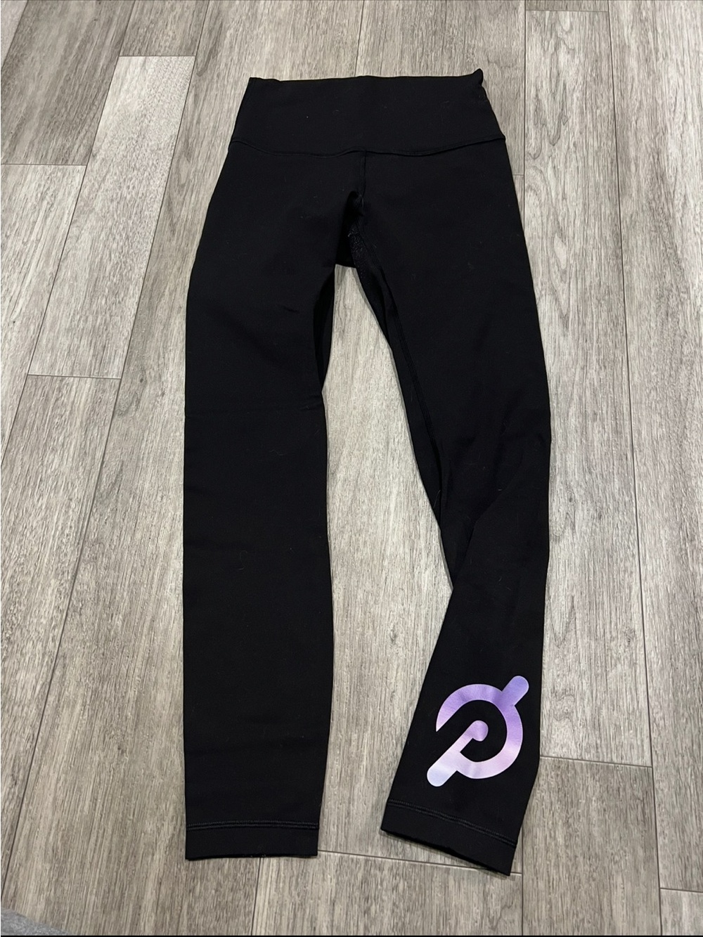 lululemon athletica Black Leggings with Lavender Ombré Peloton logo